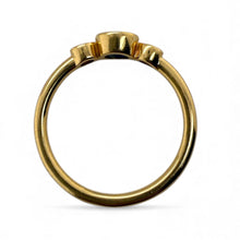 Dainty Sapphire & Diamond Three Stone Ring 18K Yellow Gold