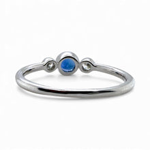 Dainty Sapphire & Diamond Three Stone Ring 18K White Gold