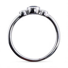 Dainty Sapphire & Diamond Three Stone Ring 18K White Gold