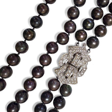 Double Strand Pearl Necklace 14KW Gold Diamond Clasp