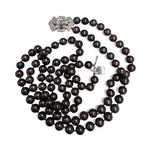 Double Strand Pearl Necklace 14KW Gold Diamond Clasp