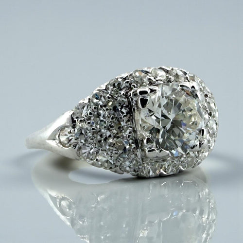 Vintage 0.95 Carat Diamond Platinum Engagement Ring