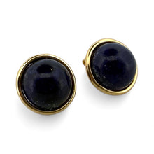 Vintage Gold Lapis Earrings 15mm