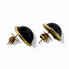 Vintage Gold Lapis Earrings 15mm