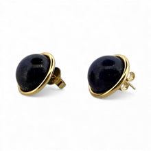 Vintage Gold Lapis Earrings 15mm