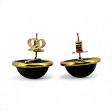 Vintage Gold Lapis Earrings 15mm