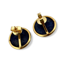 Vintage Gold Lapis Earrings 15mm