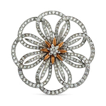 Vintage Large Flower 4.5 Carat Diamond Brooch 18K White Gold