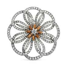 Vintage Large Flower 4.5 Carat Diamond Brooch 18K White Gold
