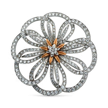 Vintage Large Flower 4.5 Carat Diamond Brooch 18K White Gold