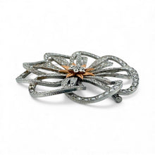 Vintage Large Flower 4.5 Carat Diamond Brooch 18K White Gold
