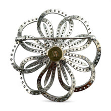 Vintage Large Flower 4.5 Carat Diamond Brooch 18K White Gold