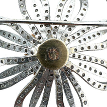 Vintage Large Flower 4.5 Carat Diamond Brooch 18K White Gold