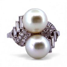 Vintage Platinum Pearl & Diamond Cocktail Ring