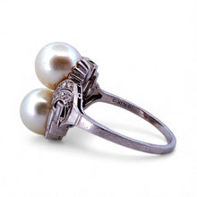 Vintage Platinum Pearl & Diamond Cocktail Ring