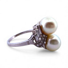 Vintage Platinum Pearl & Diamond Cocktail Ring