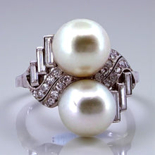 Vintage Platinum Pearl & Diamond Cocktail Ring