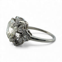 Vintage 3.43 Carat Asscher Cut Platinum Engagement Ring GIA