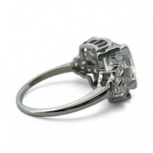 Vintage 3.43 Carat Asscher Cut Platinum Engagement Ring GIA