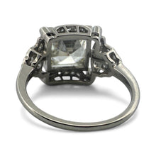 Vintage 3.43 Carat Asscher Cut Platinum Engagement Ring GIA