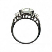 Vintage 3.43 Carat Asscher Cut Platinum Engagement Ring GIA