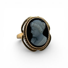 Vintage Onyx Cameo Ring 14K Yellow Gold