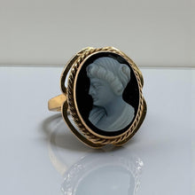 Vintage Onyx Cameo Ring 14K Yellow Gold
