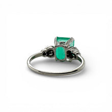 Vintage 4.98 Carat Colombian Emerald French Cut Diamond Platinum Ring GIA