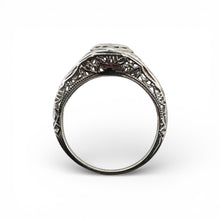 Vintage 18KW Gold Filigree Diamond Ring