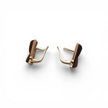 Vintage Sugarloaf Garnet Gemstone Earrings 14K Yellow Gold