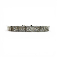 Vintage Art Deco Wide Diamond Filigree Bracelet 1.2 Carats