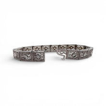 Vintage Art Deco Wide Diamond Filigree Bracelet 1.2 Carats