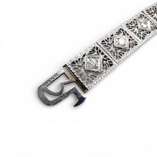 Vintage Art Deco Wide Diamond Filigree Bracelet 1.2 Carats