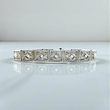 Vintage Art Deco Wide Diamond Filigree Bracelet 1.2 Carats