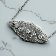 Vintage Platinum Diamond Brooch Conversion Necklace