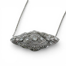 Vintage Platinum Diamond Brooch Conversion Necklace