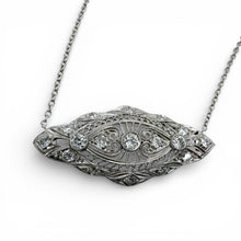 Vintage Platinum Diamond Brooch Conversion Necklace