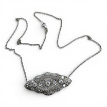 Vintage Platinum Diamond Brooch Conversion Necklace