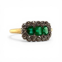 Vintage Emerald & Diamond Cocktail Ring 14K Yellow Gold