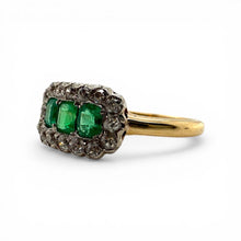 Vintage Emerald & Diamond Cocktail Ring 14K Yellow Gold