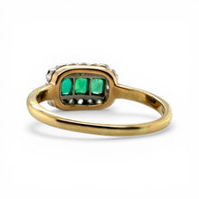 Vintage Emerald & Diamond Cocktail Ring 14K Yellow Gold