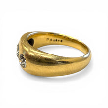 Antique Gypsy Set 3 Stone Old European Cut Diamond Ring 14K Yellow Gold
