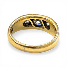 Antique Gypsy Set 3 Stone Old European Cut Diamond Ring 14K Yellow Gold