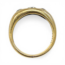 Antique Gypsy Set 3 Stone Old European Cut Diamond Ring 14K Yellow Gold