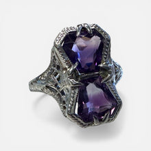 Vintage Art Deco Era Amethyst Ring 14K White Gold