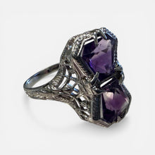 Vintage Art Deco Era Amethyst Ring 14K White Gold