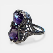 Vintage Art Deco Era Amethyst Ring 14K White Gold