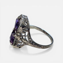 Vintage Art Deco Era Amethyst Ring 14K White Gold