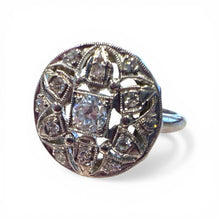 Vintage Diamond Cluster Ring 18K White Gold