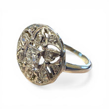 Vintage Diamond Cluster Ring 18K White Gold